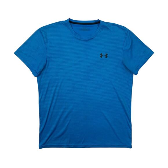 Under Armour T Shirt Mens L Large Fitted Vibrant Blue Short Sleeve Gym Quick Dry - Picture 1 of 15